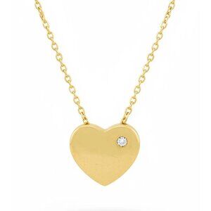 Genuine Diamond Heart Pendant Necklace Solid 14k Yellow Gold